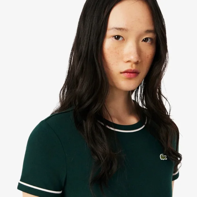 T-shirt en jersey à bordures contrastées pour femme T-shirt en jersey à bordures contrastées pour femme