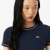 T-shirt en jersey à bordures contrastées pour femme T-shirt en jersey à bordures contrastées pour femme