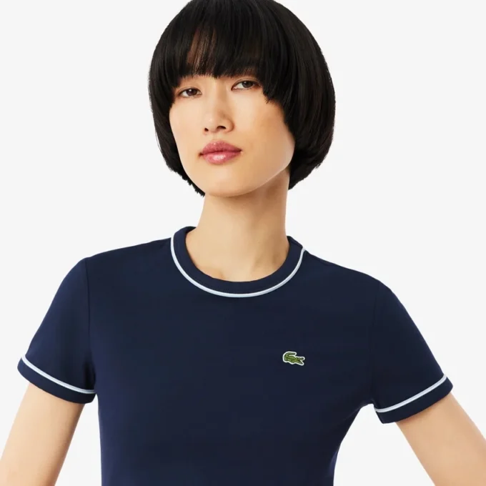 T-shirt en jersey à bordures contrastées pour femme T-shirt en jersey à bordures contrastées pour femme