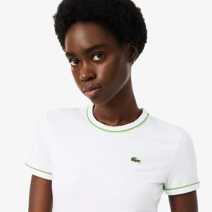T-shirt en jersey à bordures contrastées pour femme T-shirt en jersey à bordures contrastées pour femme