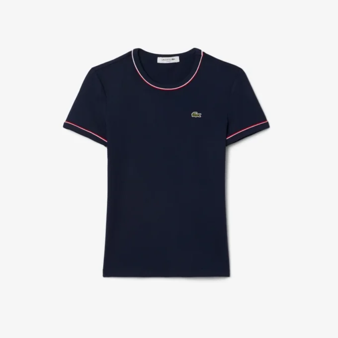 T-shirt en jersey à bordures contrastées pour femme T-shirt en jersey à bordures contrastées pour femme