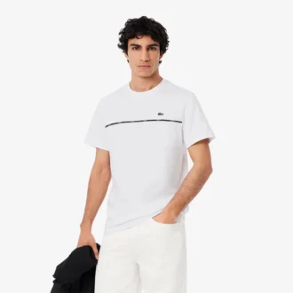 T-shirt en jersey de coton avec bordure logo pour homme