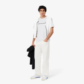 T-shirt en jersey de coton avec bordure logo pour homme