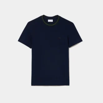 T-shirt en piqué stretch à col rayé pour homme
