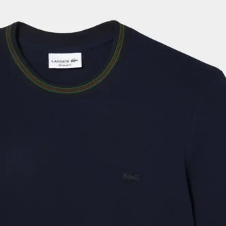 T-shirt en piqué stretch à col rayé pour homme