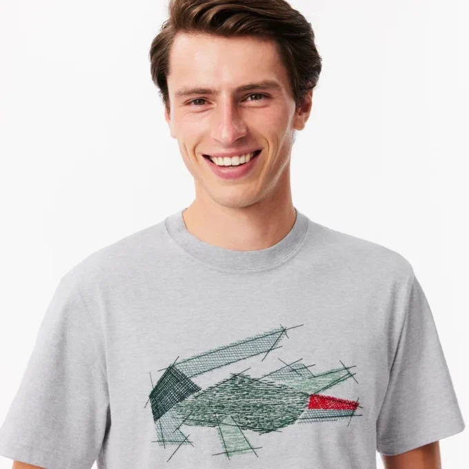 T-shirt homme en coton épais avec motif crocodile T-shirt homme en coton épais avec motif crocodile