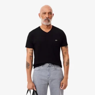 T-shirt léger à col en V en coton Pima pour homme