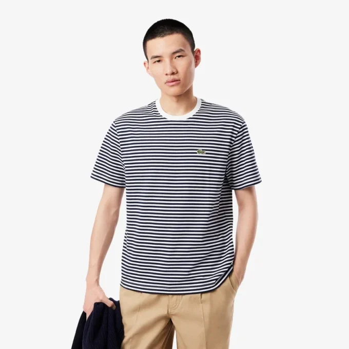 T-shirt rayé en coton épais pour homme
