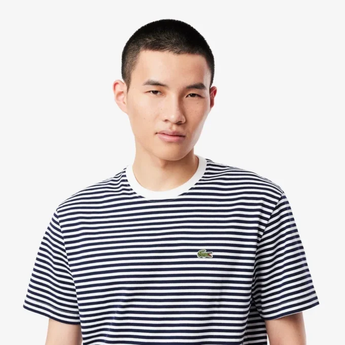 T-shirt rayé en coton épais pour homme