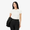 T-shirt slim en coton côtelé pour femme T-shirt slim en coton côtelé pour femme