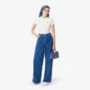 T-shirt slim en coton côtelé pour femme T-shirt slim en coton côtelé pour femme