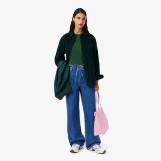T-shirt slim en coton côtelé pour femme