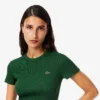 T-shirt slim en coton côtelé pour femme T-shirt slim en coton côtelé pour femme