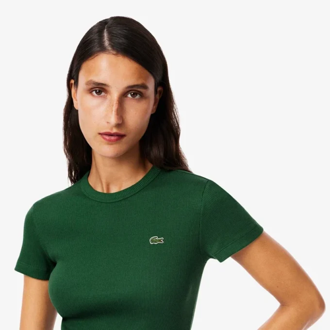 T-shirt slim en coton côtelé pour femme T-shirt slim en coton côtelé pour femme