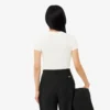 T-shirt slim en coton côtelé pour femme T-shirt slim en coton côtelé pour femme