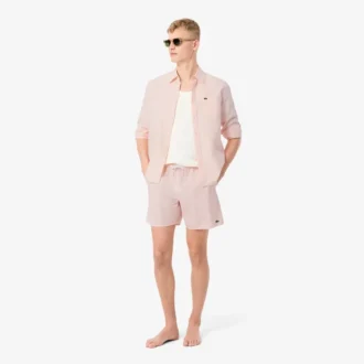 Textured striped men&rsquo;s mid-length boxers