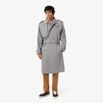 Trench-coat à carreaux hydrofuge pour homme