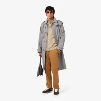Trench-coat à carreaux hydrofuge pour homme