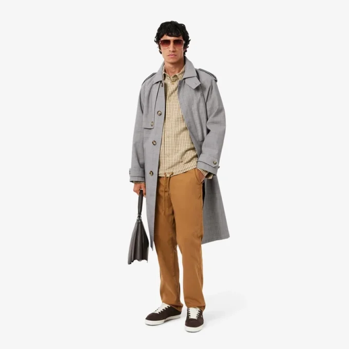 Trench-coat à carreaux hydrofuge pour homme