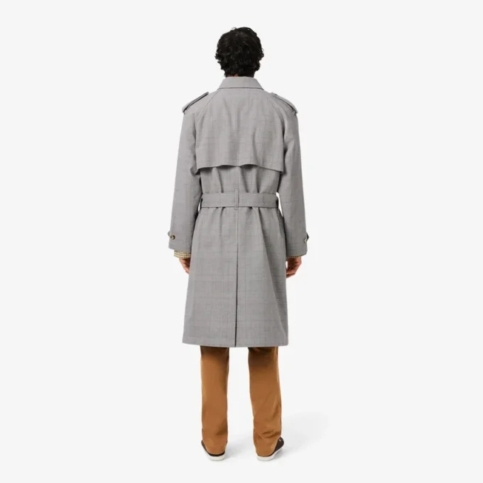 Trench-coat à carreaux hydrofuge pour homme