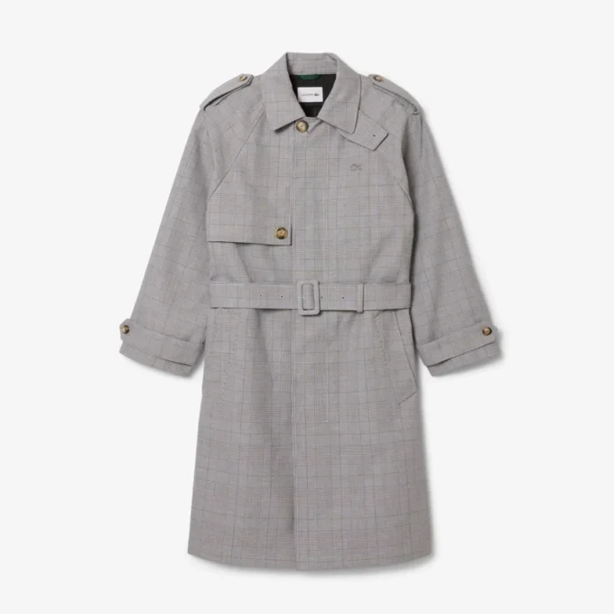 Trench-coat à carreaux hydrofuge pour homme