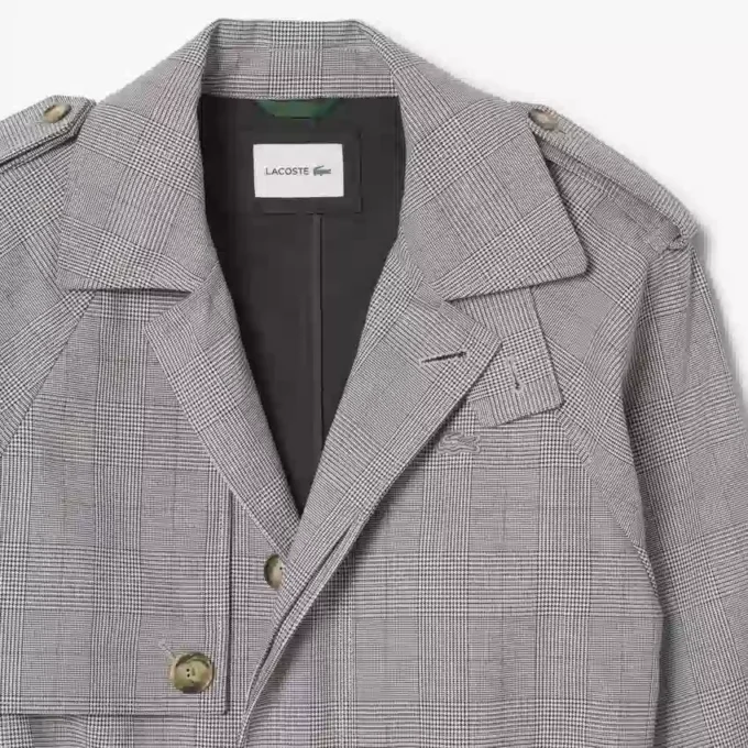 Trench-coat à carreaux hydrofuge pour homme