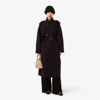 Trench-coat oversize en laine mélangée