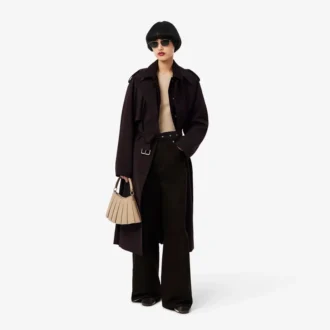 Trench-coat oversize en laine mélangée