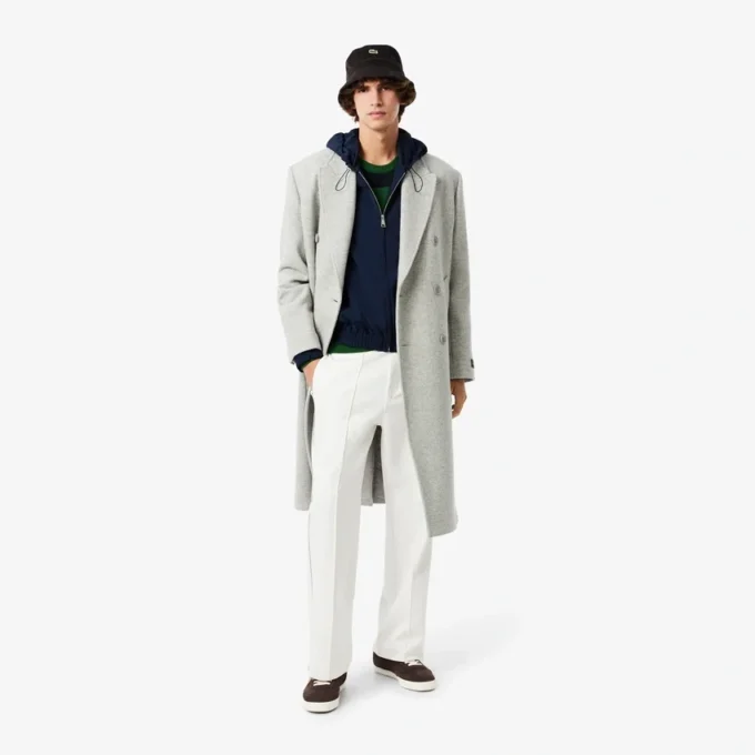 Veste à capuche en flanelle mélangée laine pour homme