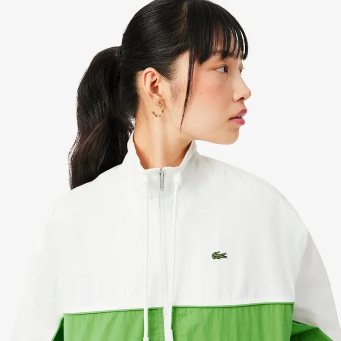 Veste en sergé de coton à coupe décontractée avec fermeture éclair Veste en sergé de coton à coupe décontractée avec fermeture éclair